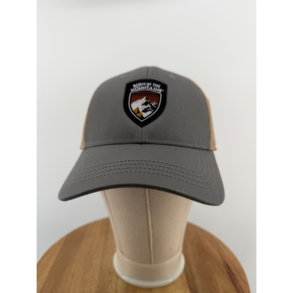 NEW Kuhl Born Trucker Hat Stone Grey Tan Mesh Snapback Born In The Mountains